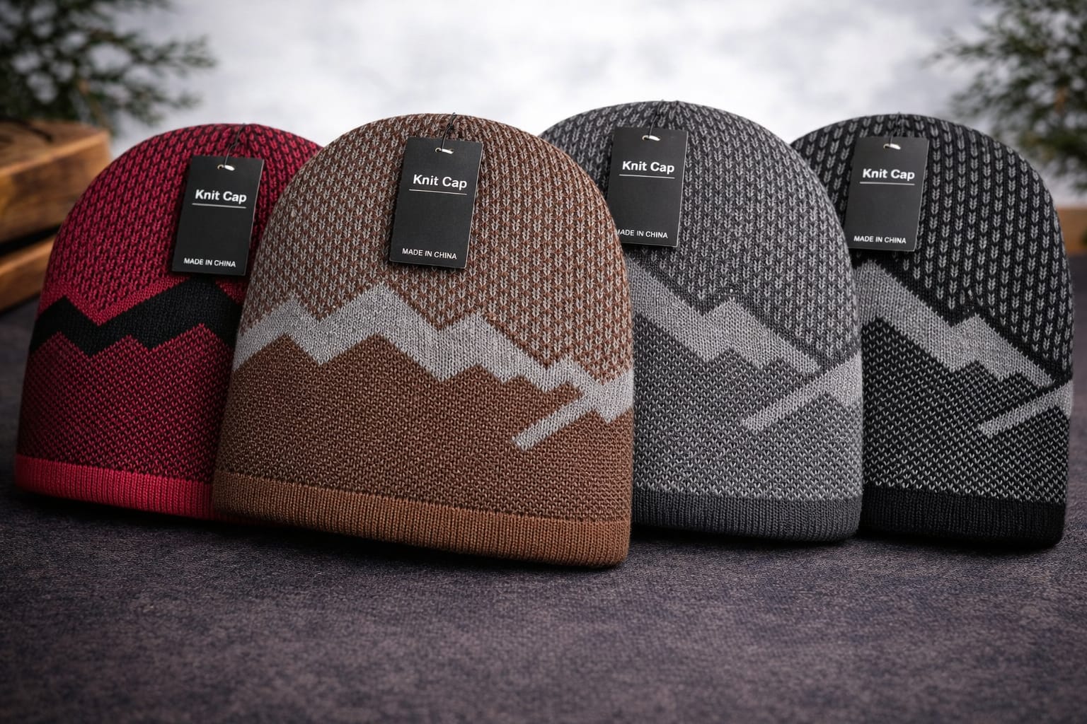 Gorro De Punto Con Diseño De Montañas